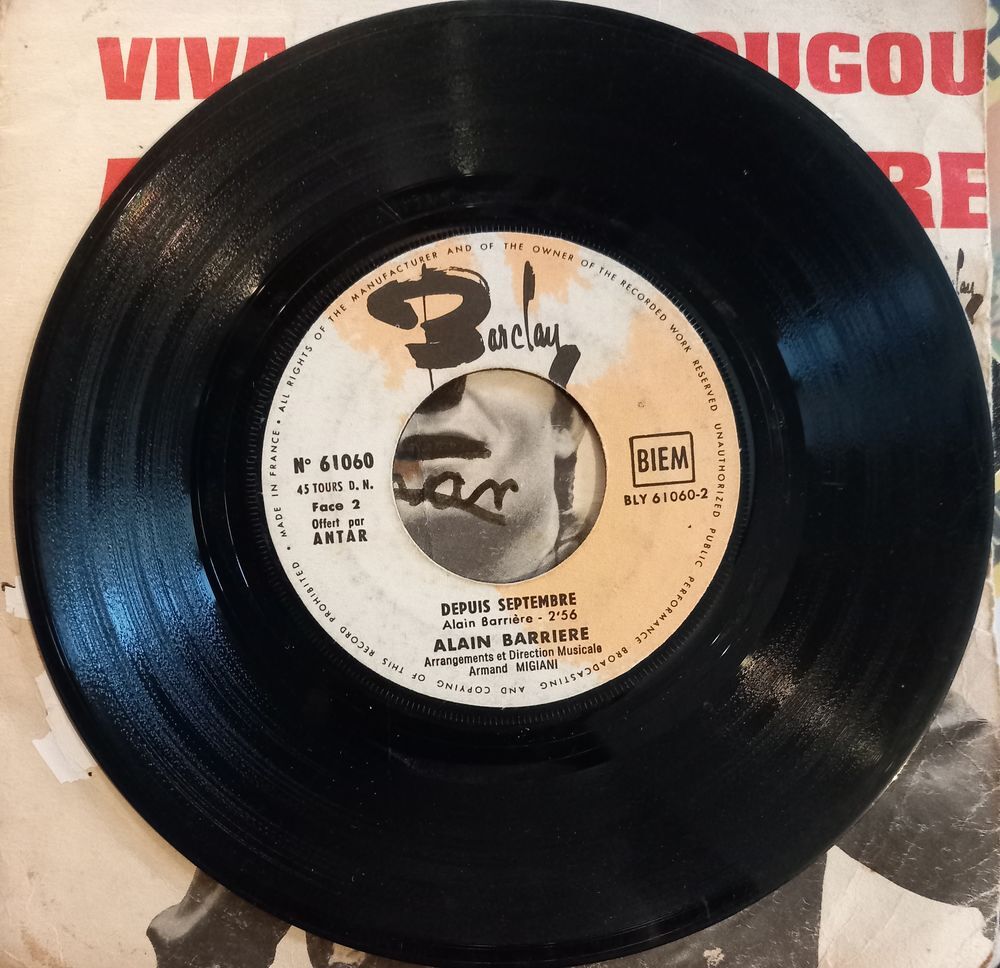 ALAIN BARRIERE / 5 X DISQUES VYNIL 45 TOURS CD et vinyles