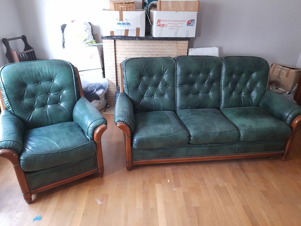 canap&eacute; cuir vert Meubles