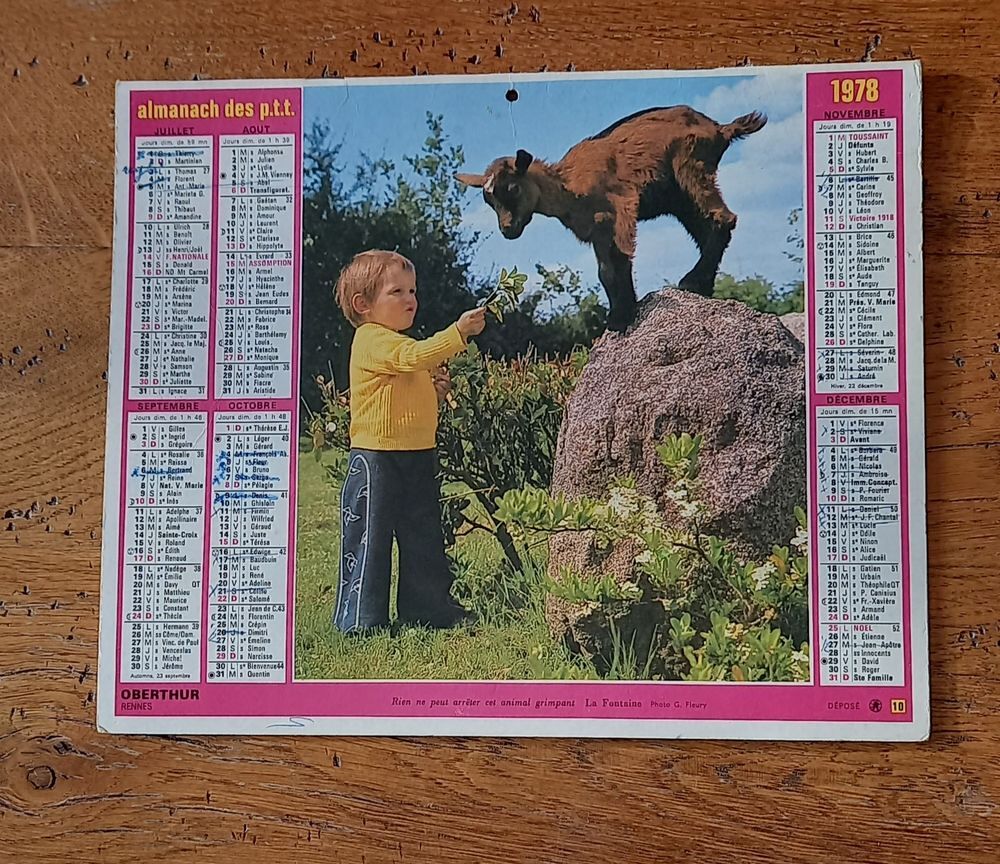 Almanach des PTT diff&eacute;rentes annees 