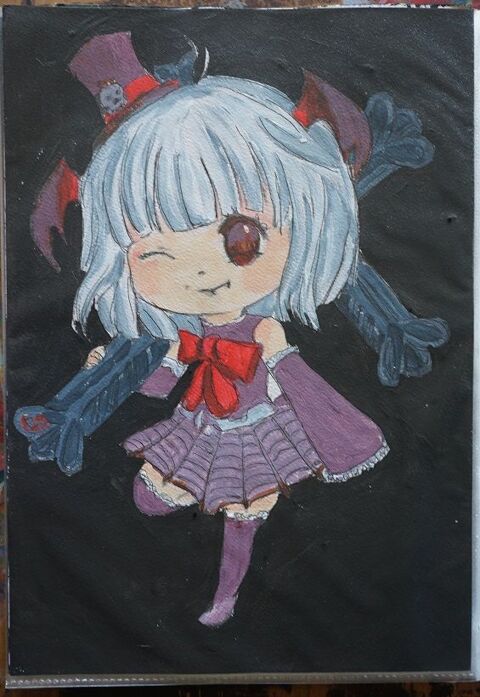 peinture - jeune fille a la croix - chibi - sur papier aquar 4 Fougères (35)