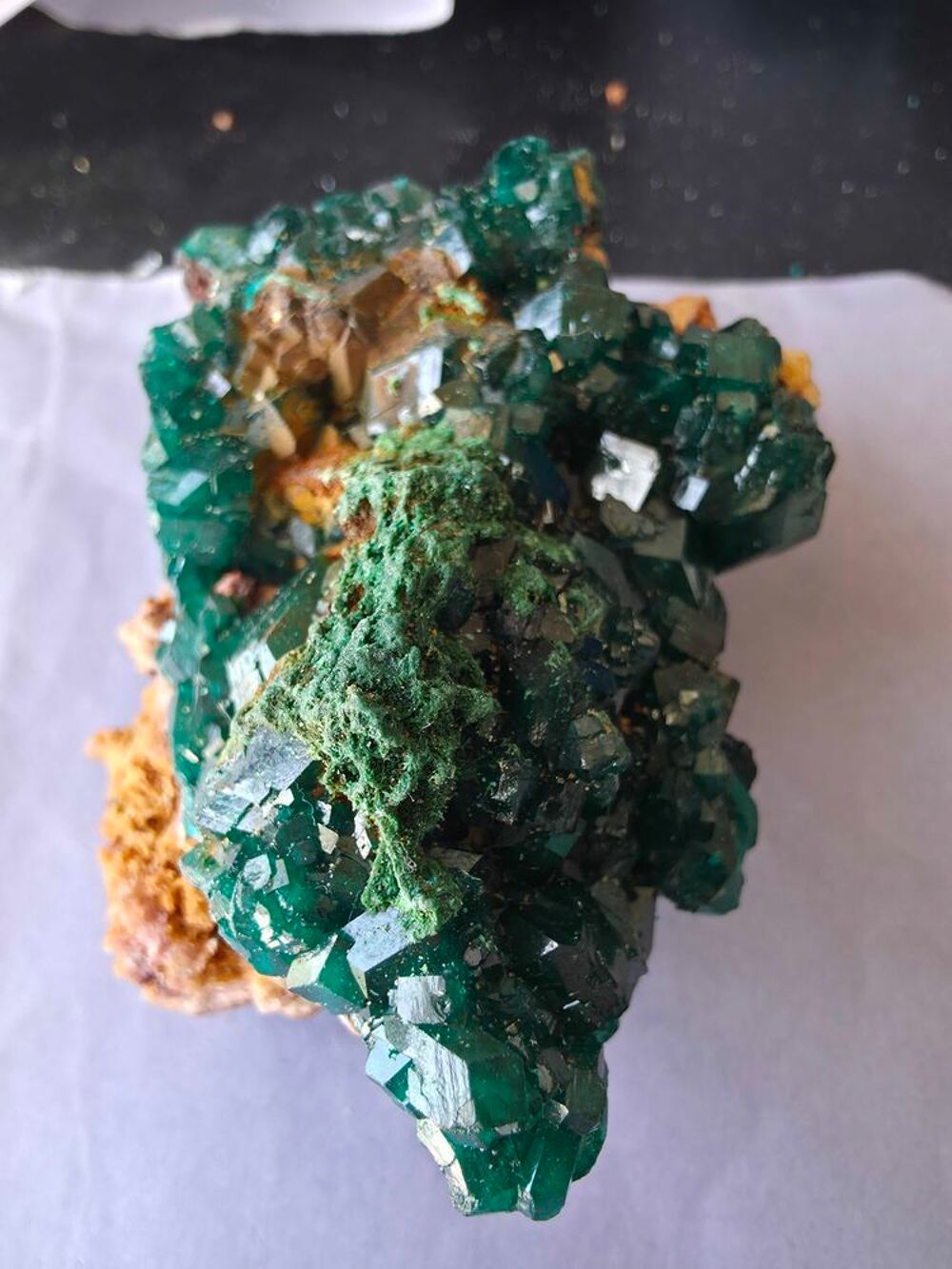 Superbe Sp&eacute;cimen de Dioptase sur Matrice-Congo RDC 