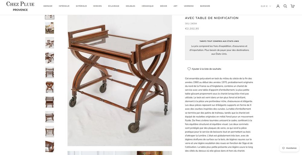 Belle paire de tables vintage en teck ? Desserte roulante Meubles
