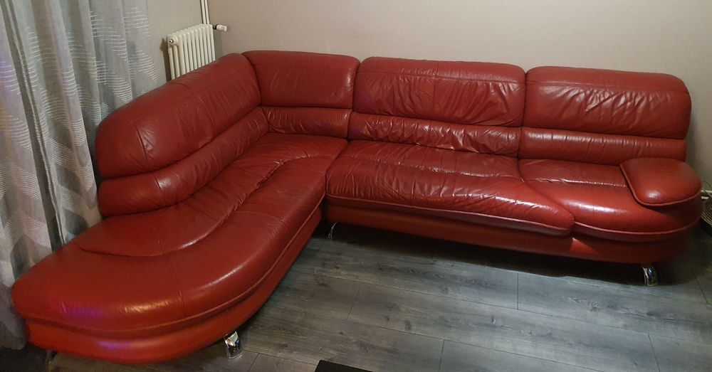 Canap&eacute; d angle cuir rouge Meubles
