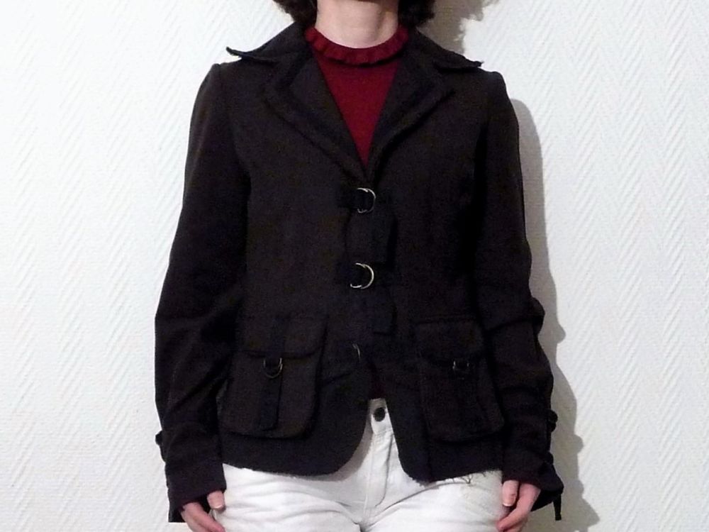 Veste L&eacute;g&egrave;re Marron et Noir- Taille 36-Neuf- Julie Guerlande Vêtements