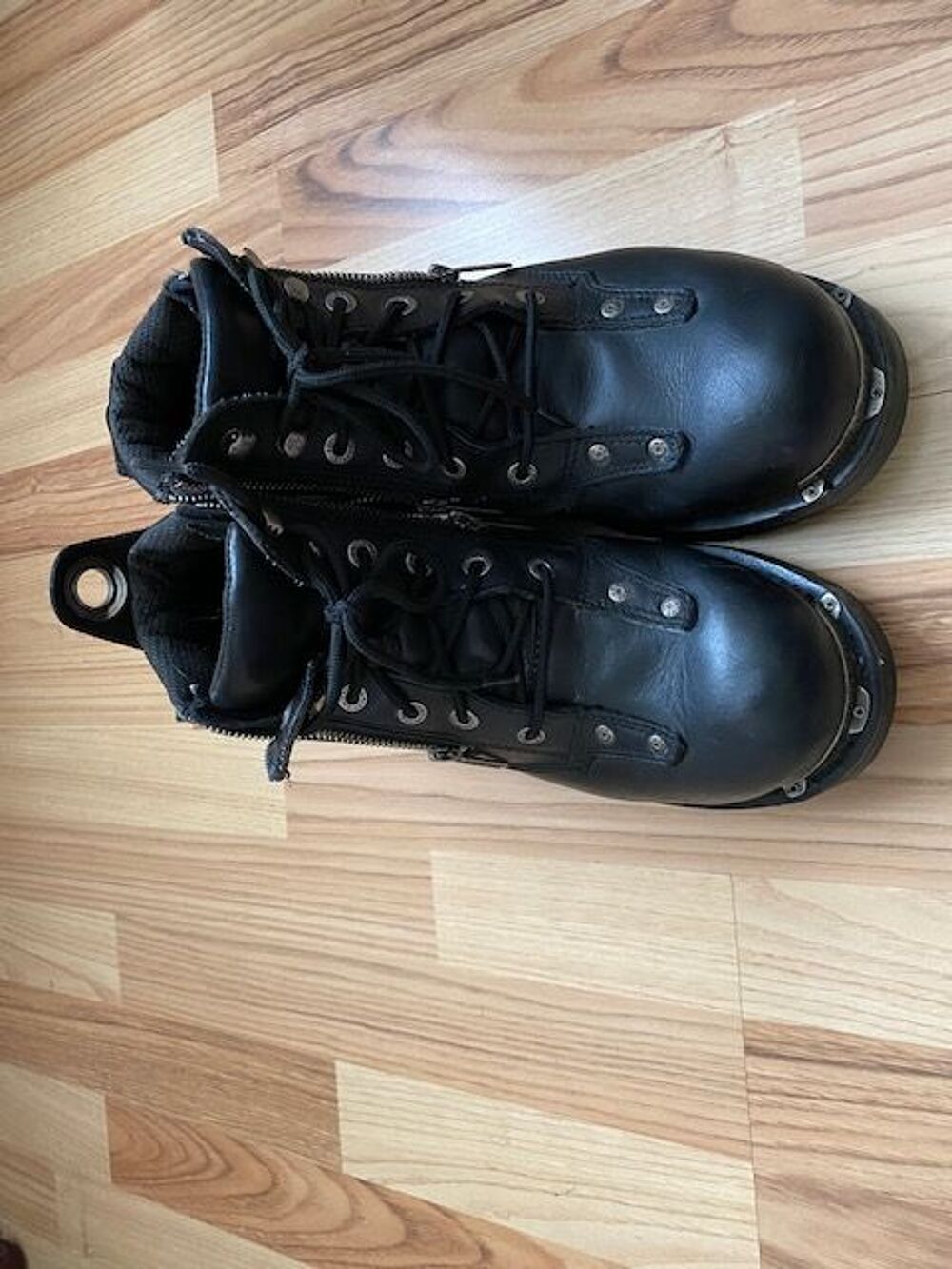 Bottes de moto Harley-Davidson pour Homme en cuir noir Chaussures