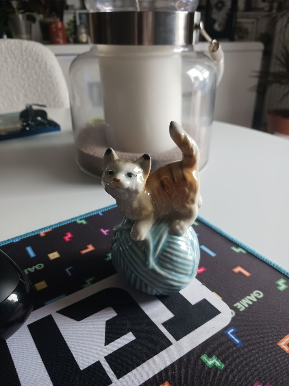 Statuette Chat en C&eacute;ramique D&eacute;corative 
