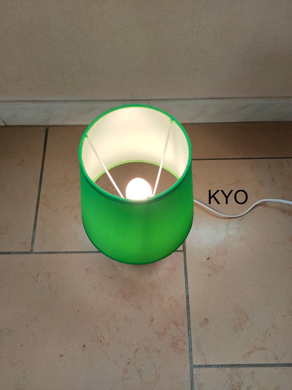 Lampe chevet vert conique cylindre rond design c&eacute;ramique Décoration