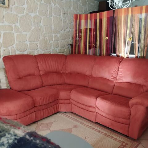 Canap� d'angle 5-6 places en nubuck couleur saumon 460 Romorantin-Lanthenay (41)