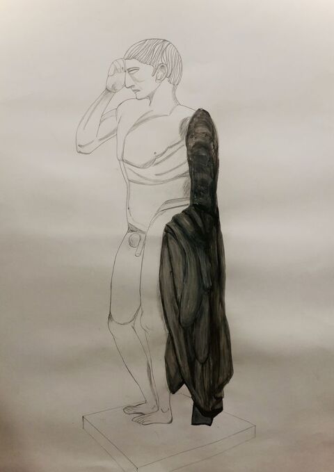 Grand dessin de sculpture grecque 35 Saint-Ouen (93)