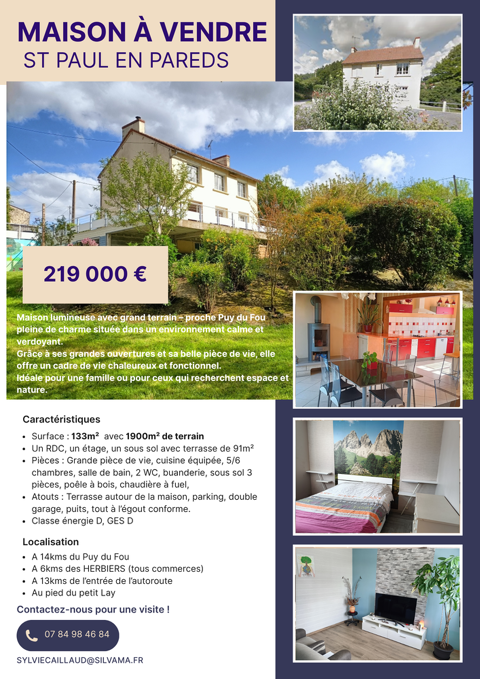   Maison 8 Pi�ces�133 m� � 10mn des Herbiers15mn DU PUY DU FOU Maison - 8 pi�ce(s) - 133 m�