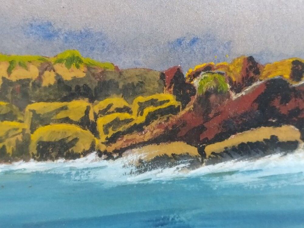 Tableau Marine Penmarch Rocher des Naufrag&eacute;s Sign&eacute; WM 