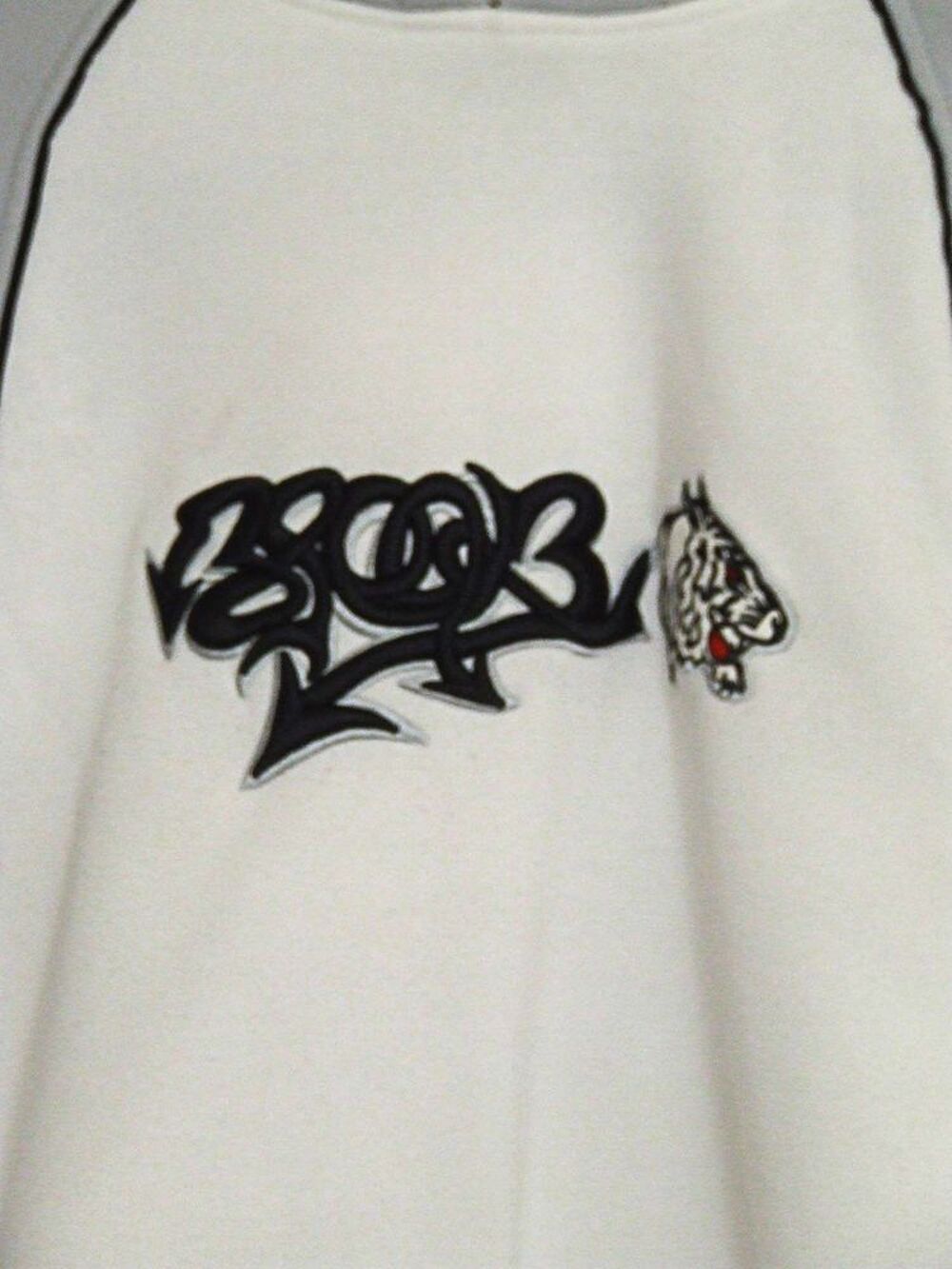 Sweat &agrave; capuche, Blanc, gris et noir, Taille M (38 40) Vêtements