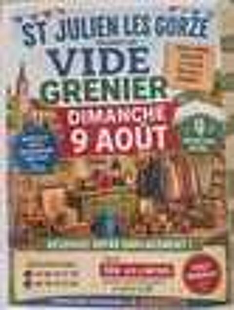 vide grenier &agrave; St Julien -les-Gorze Dimanche 9 Aout 2026 Brocante, salon des antiquaires