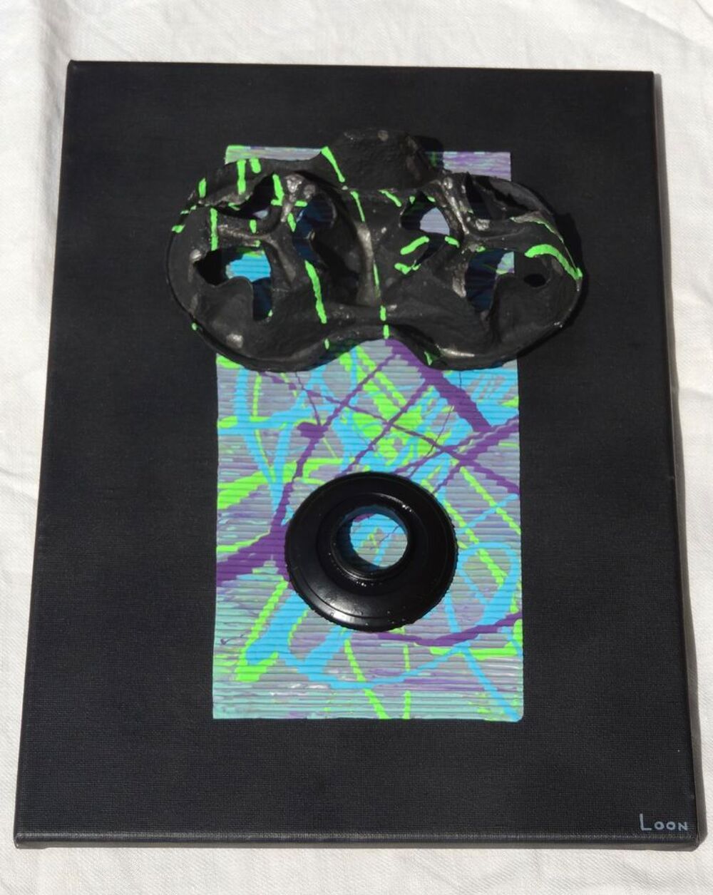 Peinture sur toile avec collages Décoration