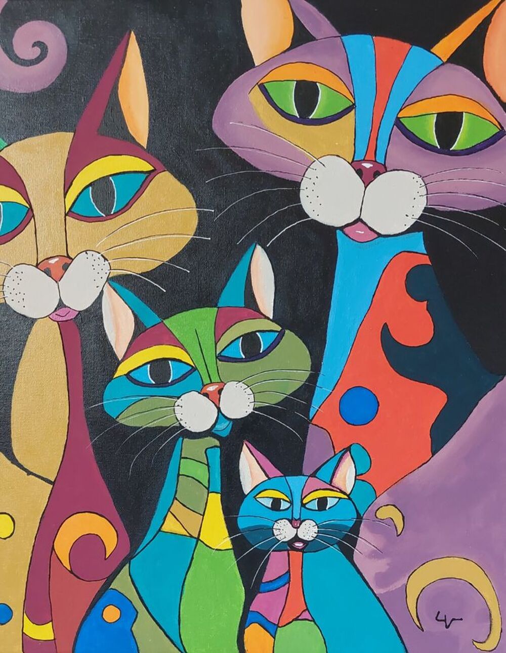 Tableau moderne chats stylis&eacute;s Décoration