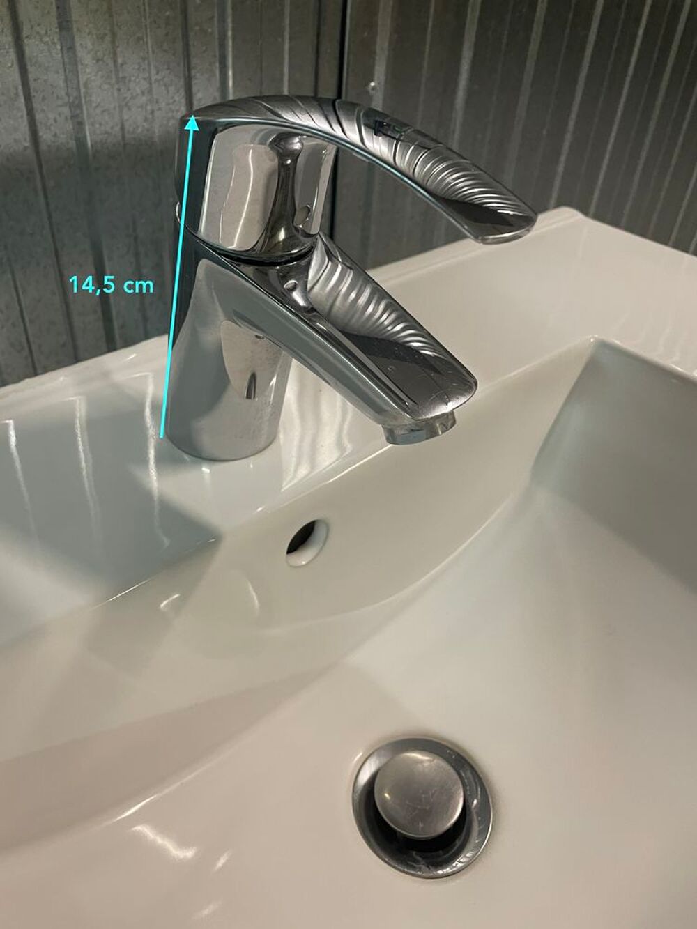 Lavabo ceramique complet avec mitigeur Grohe chrom&eacute; Meubles