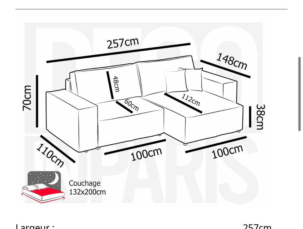 Canap&eacute; d'angle convertible r&eacute;versible avec coffre €" velours c&ocirc;tel&eacute; beige Meubles