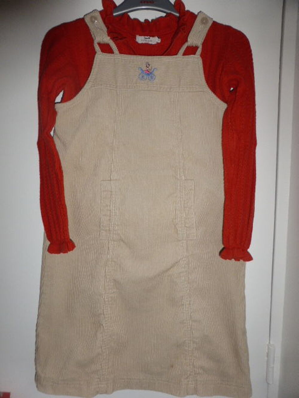 Cyrillus robe chasuble velours c&ocirc;tel&eacute; pull cachemire brique Vêtements enfants