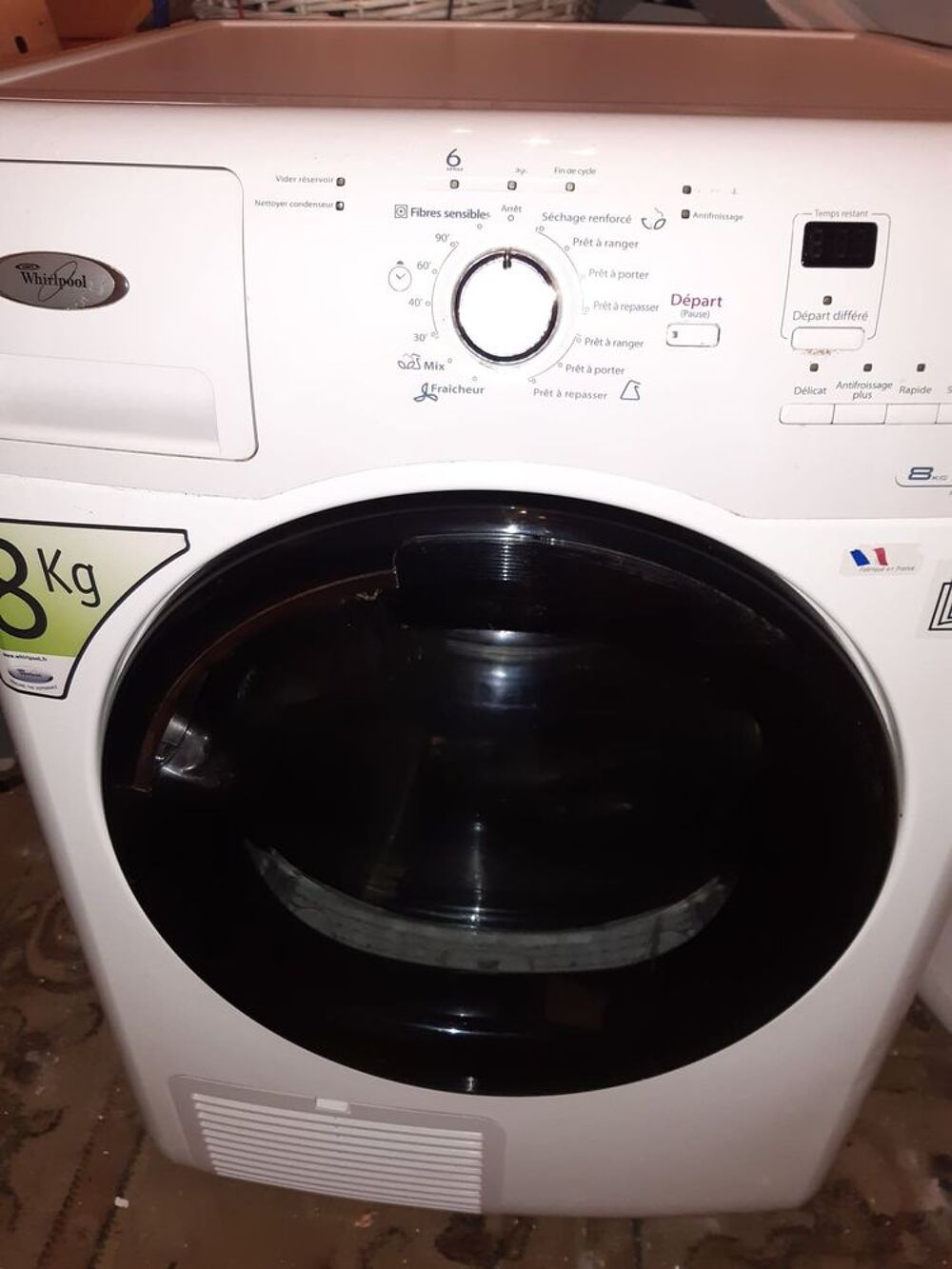 s&egrave;che linge Whirpool 8kg a condensation Electroménager