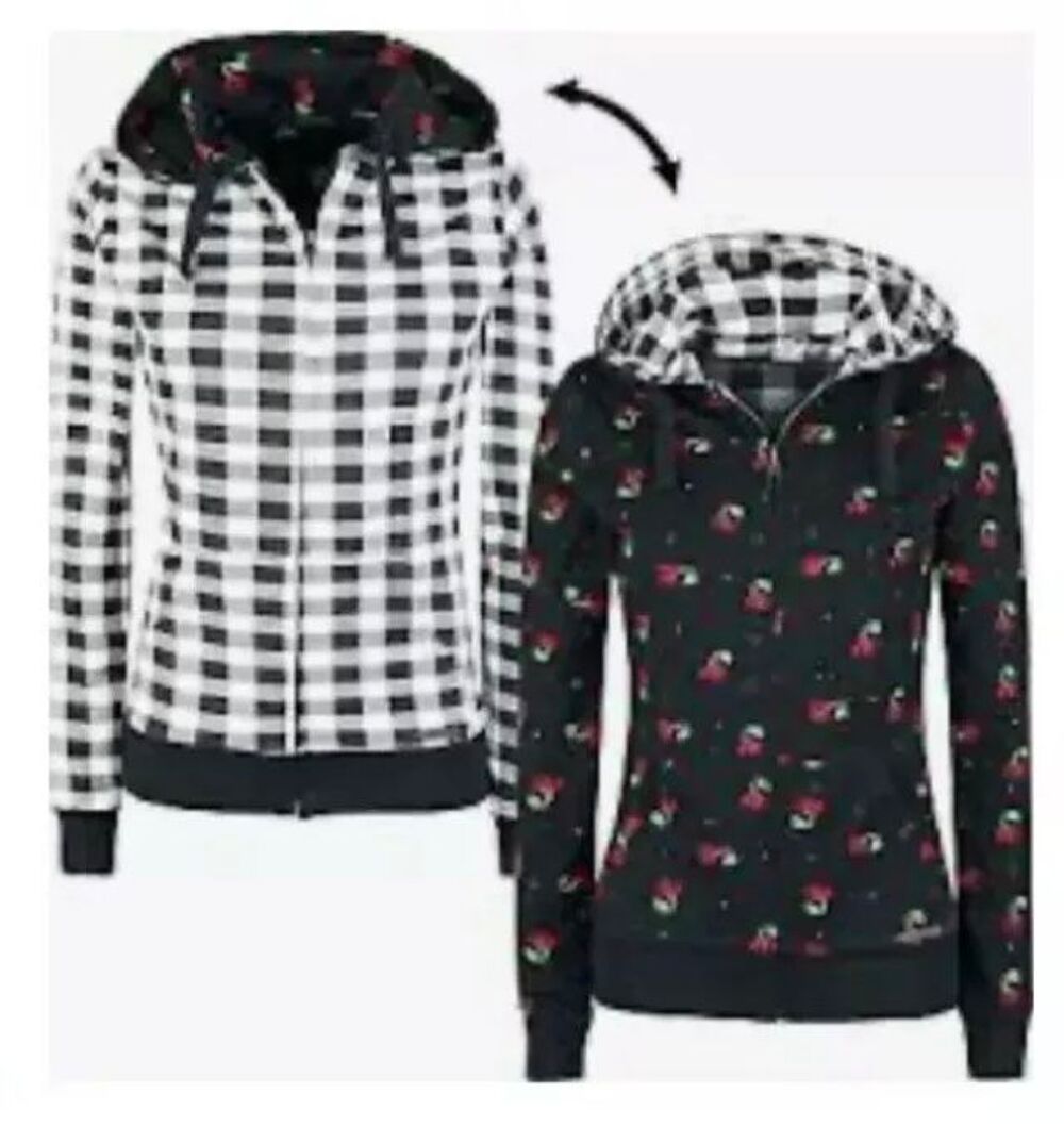 Sweat Zipp&eacute; Capuche Femme Taille S/M Pussy Deluxe Cerises/vi Vêtements