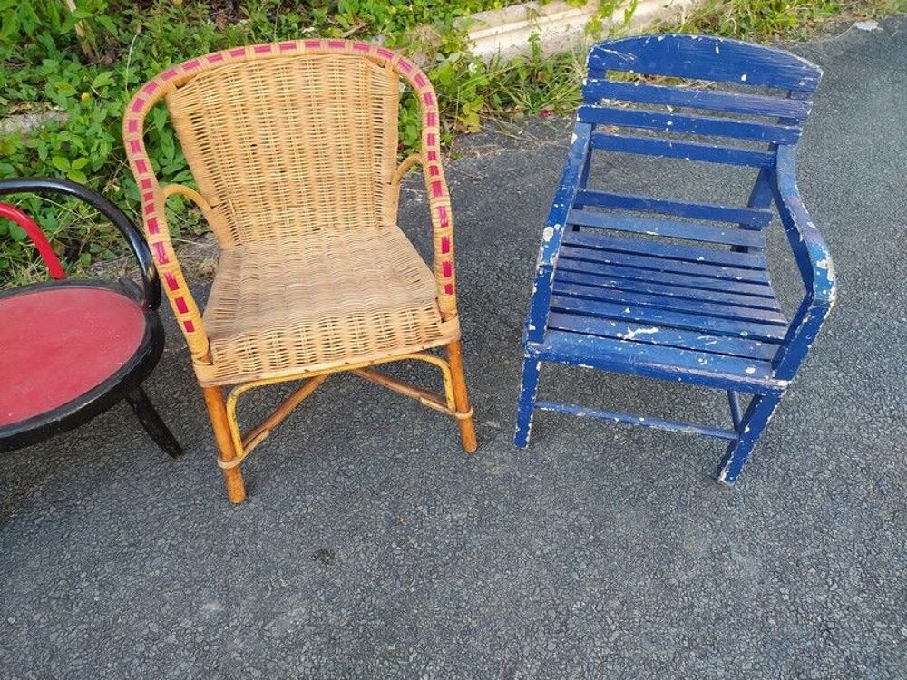 Chaises Enfant Rotin Osier Bois Courb&eacute; Vintage Meubles