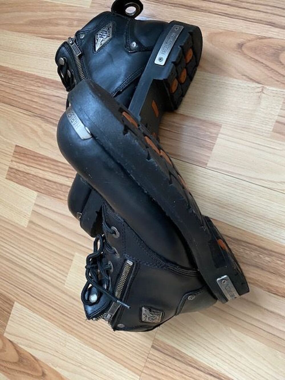 Bottes de moto Harley-Davidson pour Homme en cuir noir Chaussures