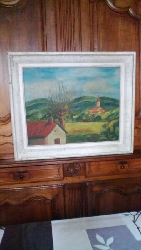 Peinture  la gouache sur bois 30 Avermes (03)