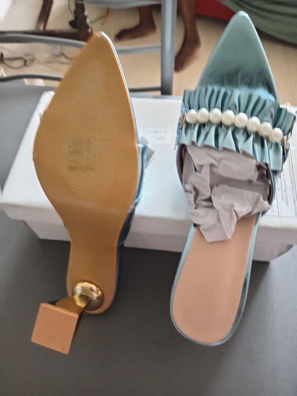 chaussures, &agrave; talons, couleur bleu, taille 40 Chaussures