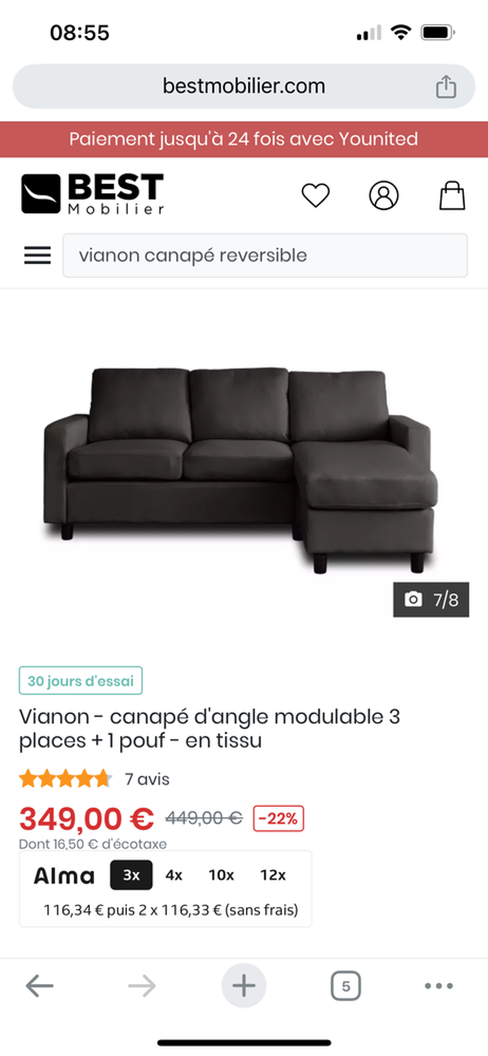 Banquette 3 places et 1 pouf Meubles