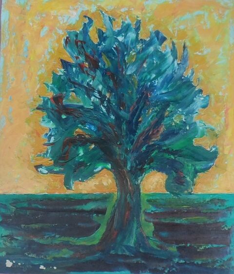 Peinture sur bois arbre et ciel jaune 37,8 cm x 32 cm
20 Castries (34)
