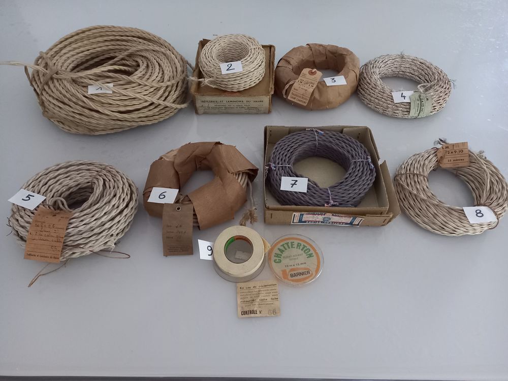 Authentique fils, c&acirc;ble, &eacute;lectrique ancien 