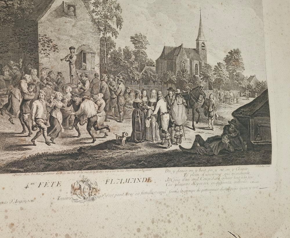 Gravures anciennes, f&ecirc;te flamande, lot de 3 Décoration