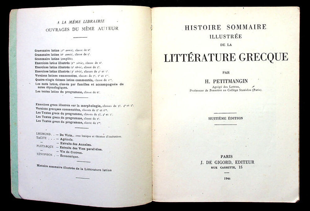 HISTOIRE SOMMAIRE ILLUSTREE DE LA LITTERATURE GRECQUE, Petim Livres et BD