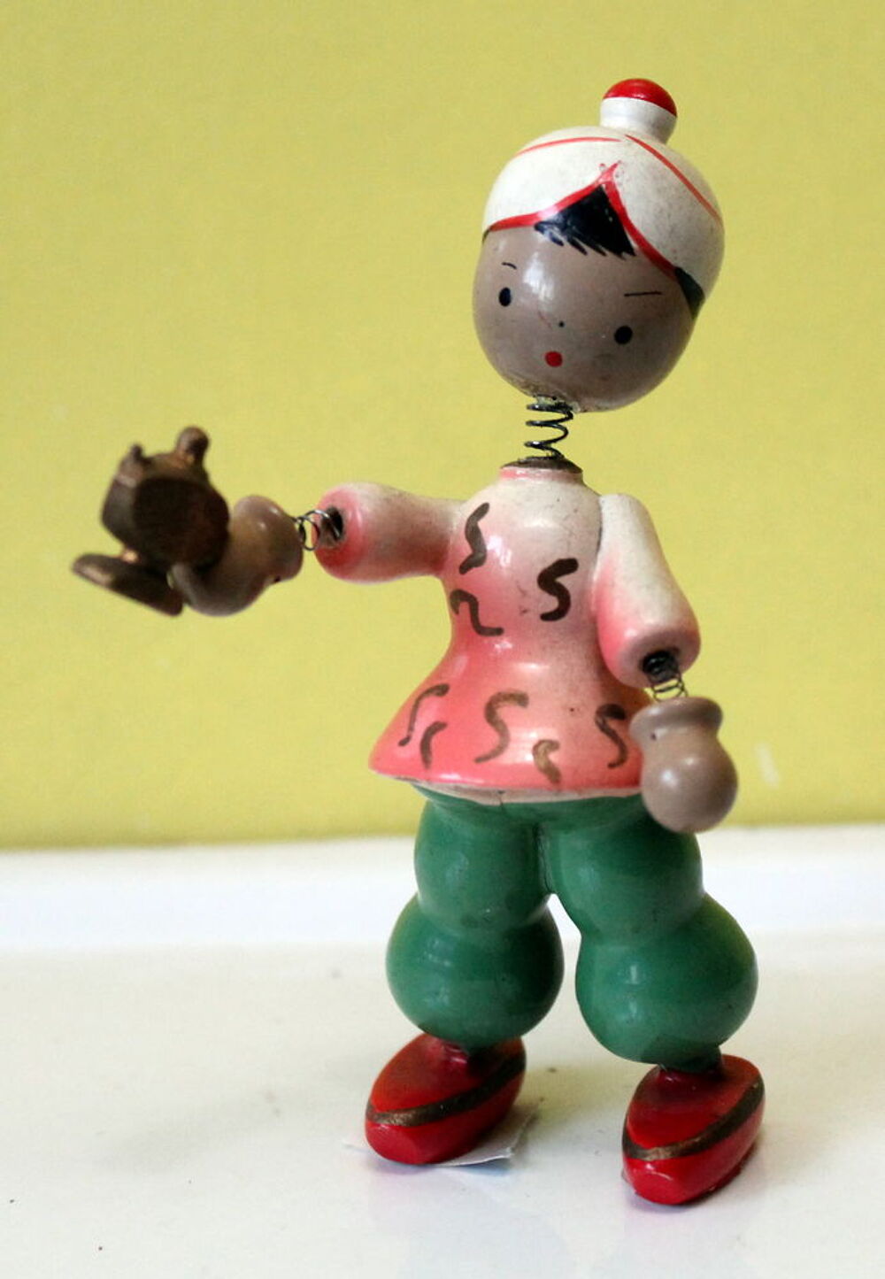 Figurine en bois Bobble Head GOULA Made in Spain Aladin 60's 