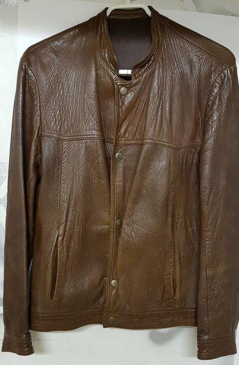 Blouson vintage en cuir marron 25 Marignane (13)