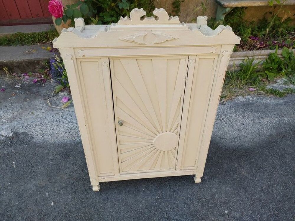 Anciens Meubles de Poup&eacute;e Lit et Armoire Bois XIX&egrave;me Meubles