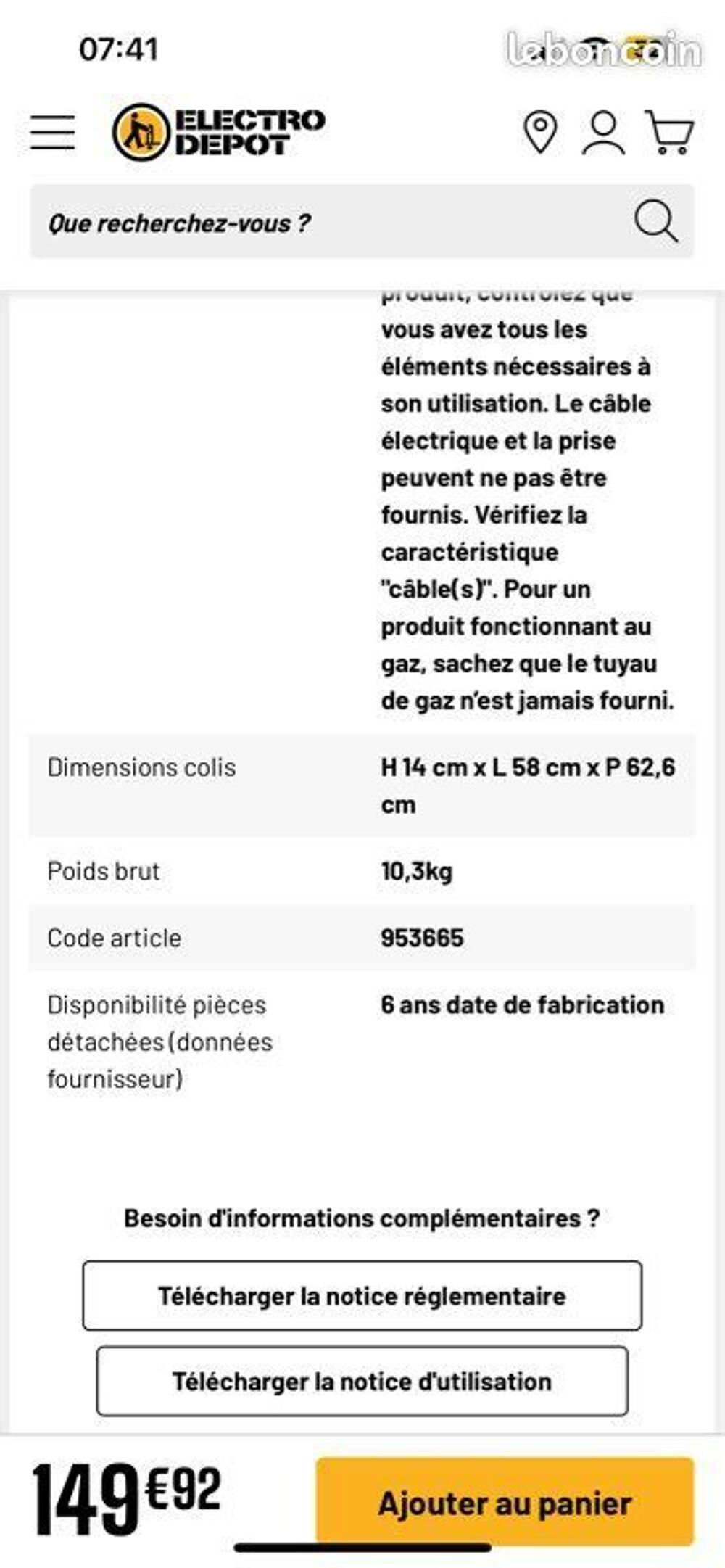 Table cuisson gaz Valberg neuve Electroménager