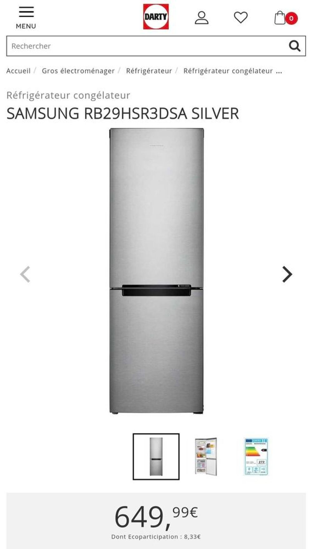 R&eacute;frig&eacute;rateur cong&eacute;lateur Samsung noFrost ventil&eacute; 2 ans livraison gratuite Electroménager