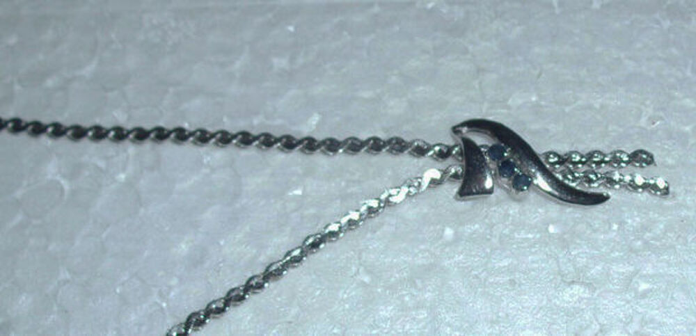 Collier Argent v&eacute;rit. avec 3 Saphirs Bijoux et montres