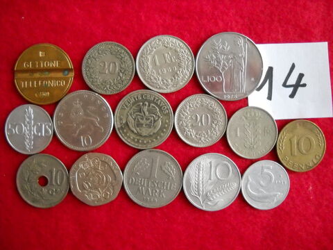 Monnaie : 15 pièces diverses étrangères - LOT N° 14 5 Roanne (42)