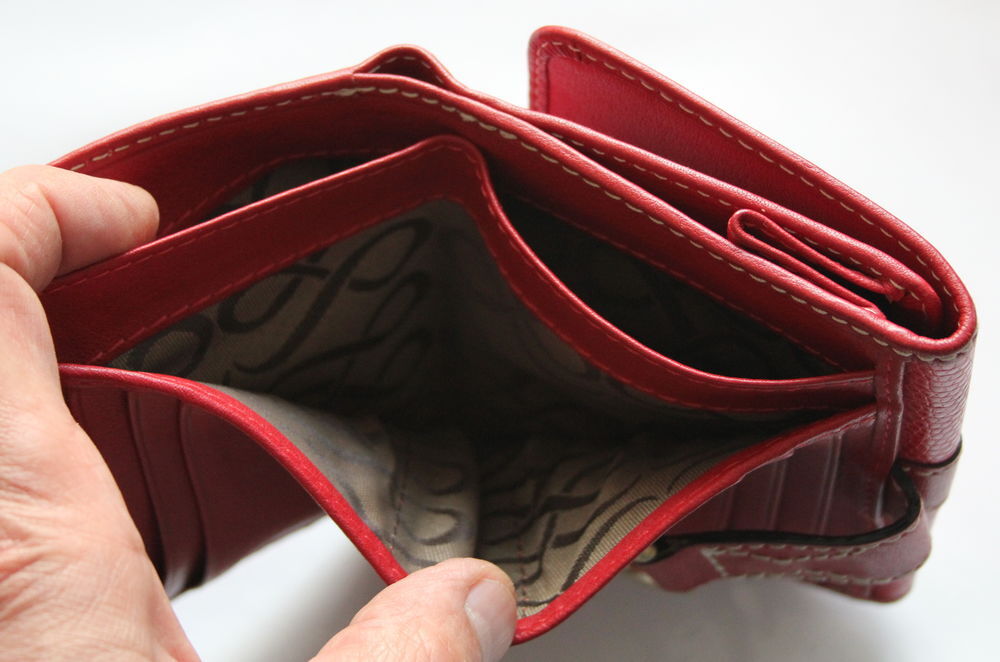 Portefeuille cuir rouge LANCEL + dust bag et boite Maroquinerie