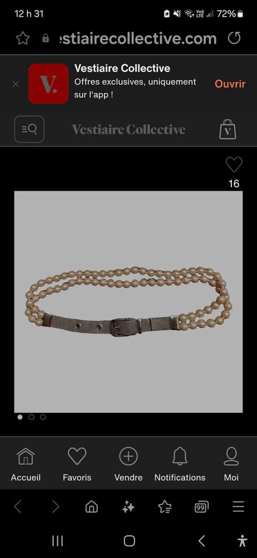 Collier Christian DIOR - Perles v&eacute;ritables/fermoir argent&eacute; Bijoux et montres