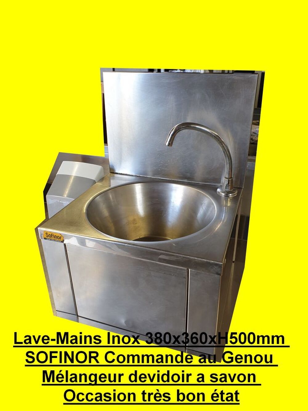   Lave-Mains Inox Commande au Genou Mlangeur dvidoir savon 