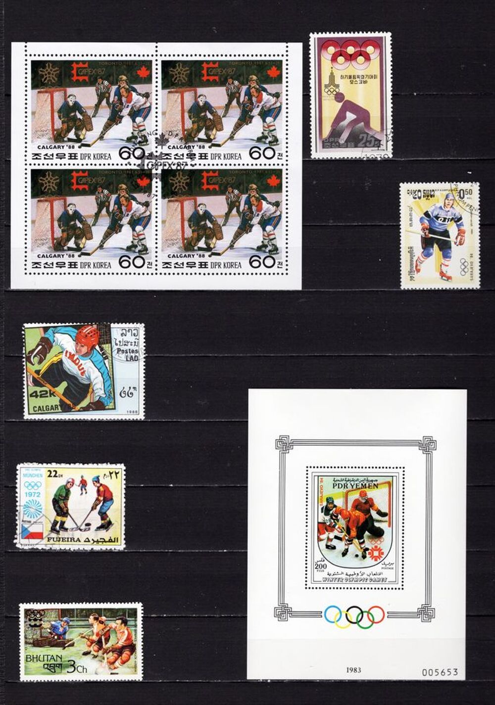lot de 40 timbres du MONDE sur le HOCKEY 