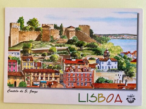 Carte Postale Castelo de Sao Jorge_Aquarelle de LISBOA_PORTU 3 Joué-lès-Tours (37)