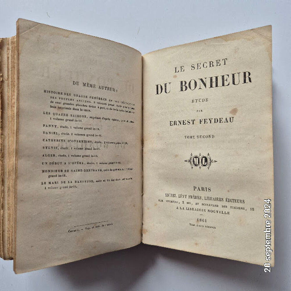 Le secret du bonheur , &eacute;tude par Ernest Feydeau, tome 1 et 2 Livres et BD