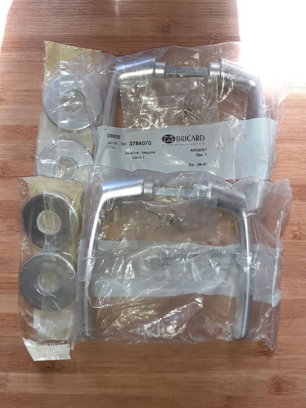 2 Paire de poign&eacute;es de porte argent BRICARD Bricolage