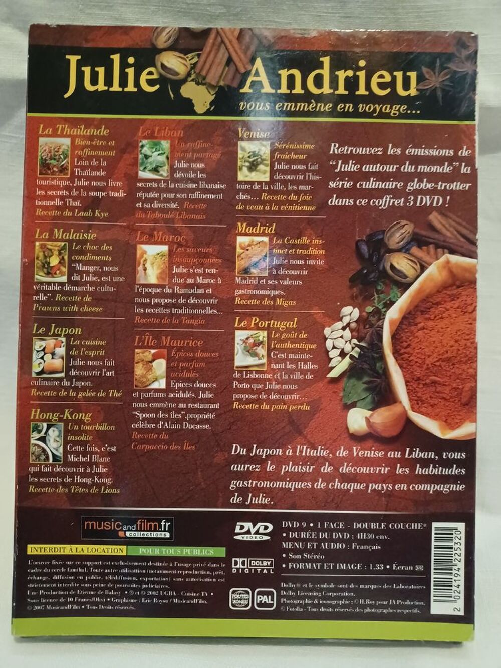 Coffret de 3 DVD de J. Andrieu " La cuisine autour du Monde" DVD et blu-ray