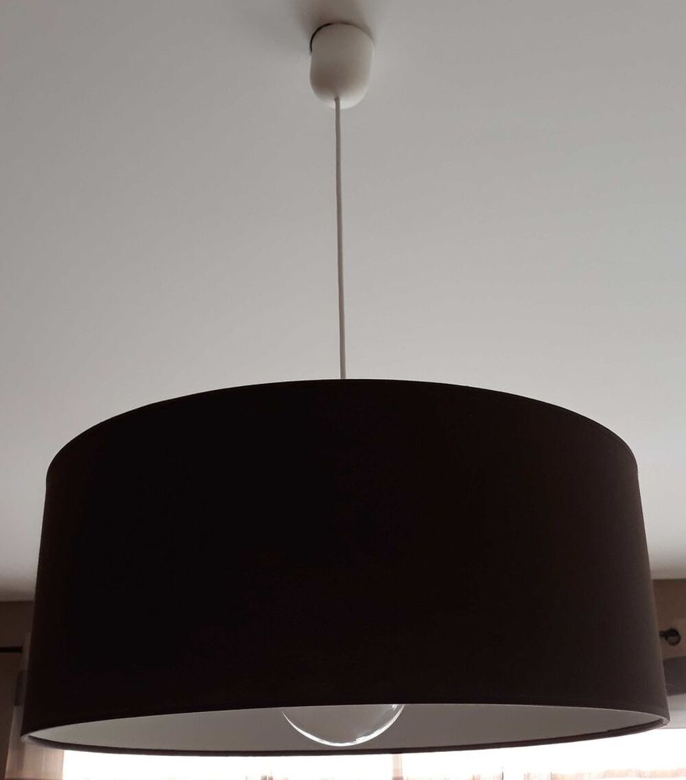 Suspension cylindrique en tissu marron Décoration