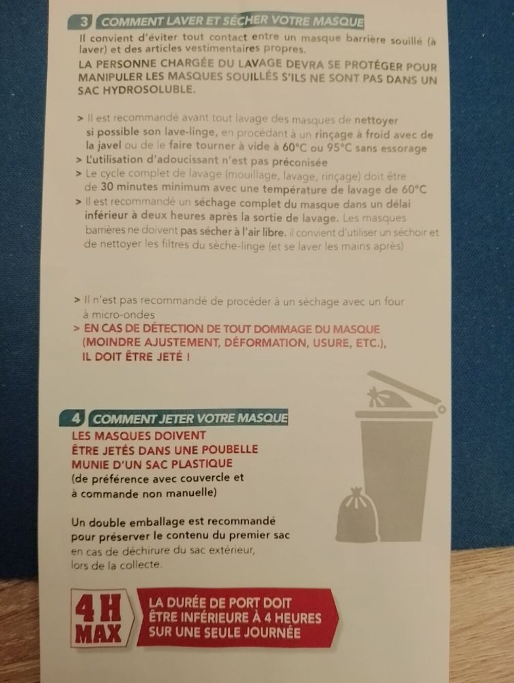Lot de 10 masques de protection en tissu lavables 10 x Vêtements
